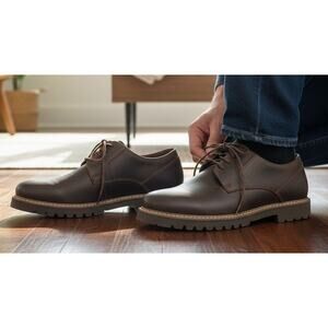 Rockport Mens Maverick Plain Toe Oxford Leather Shoes Medium Brown US 14 NWOB